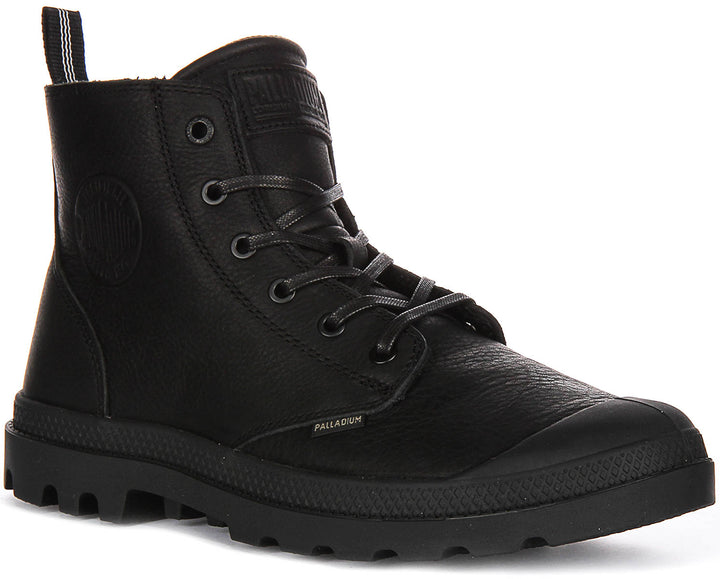 Palladium Pampa Hi Zip Leather In Black