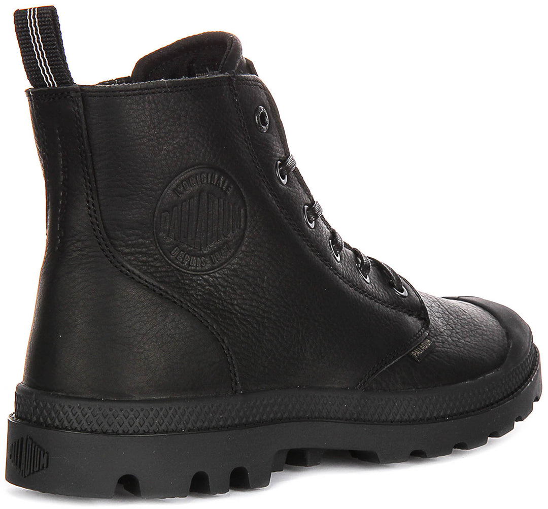 Palladium Pampa Hi Zip Leather In Black