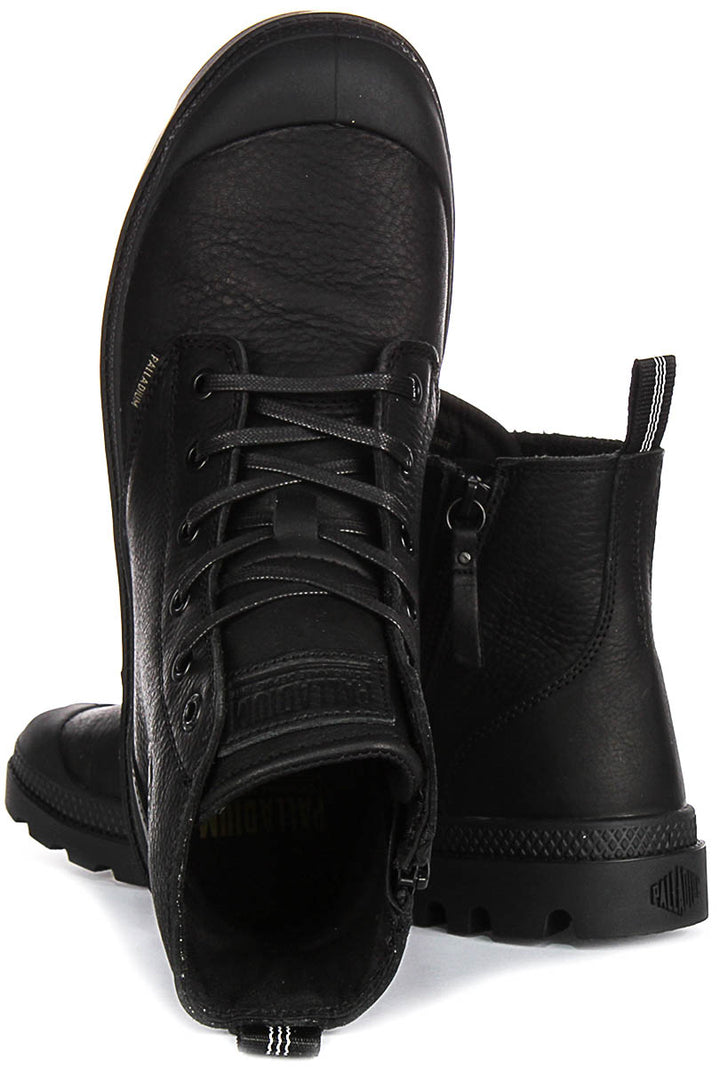 Palladium Pampa Hi Zip Leather In Black