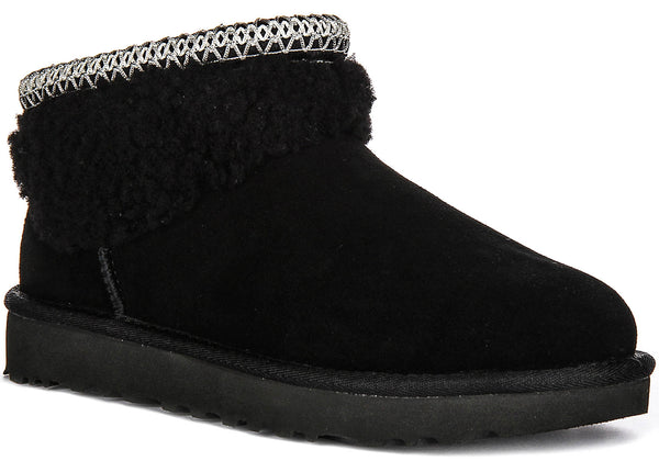 Ugg Australia Ultra Mini Maxi Curly In Black For Women | Fur Boot