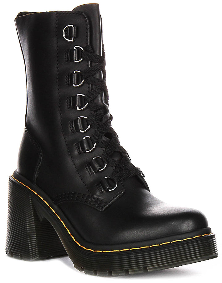 Dr Martens Chesney In Black Womens Lace Up High Heel Boots 4feetshoes dr-martens-chesney-in-black-womens-lace-up-high-heel-boots-4feetshoes