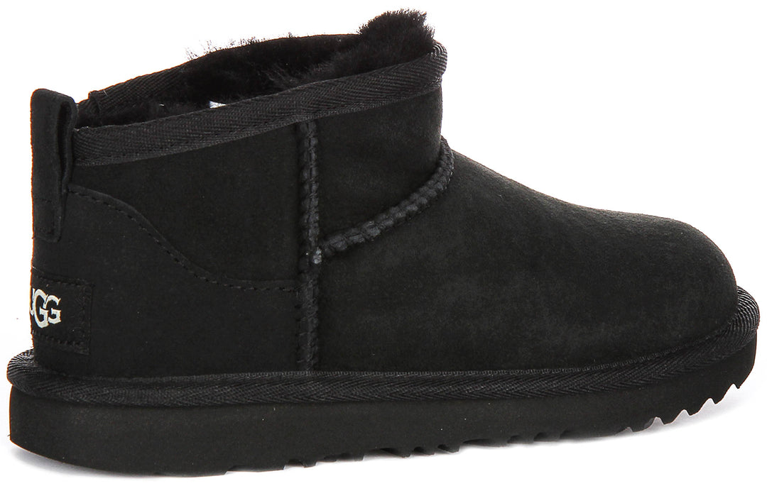 Ugg Australia Clasic Ultra Mini In Black For Kids