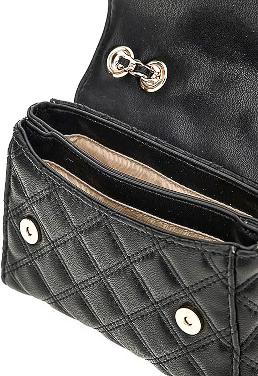 Guess Giully Mini 2 Convertible Quilted Flap In Black For Women