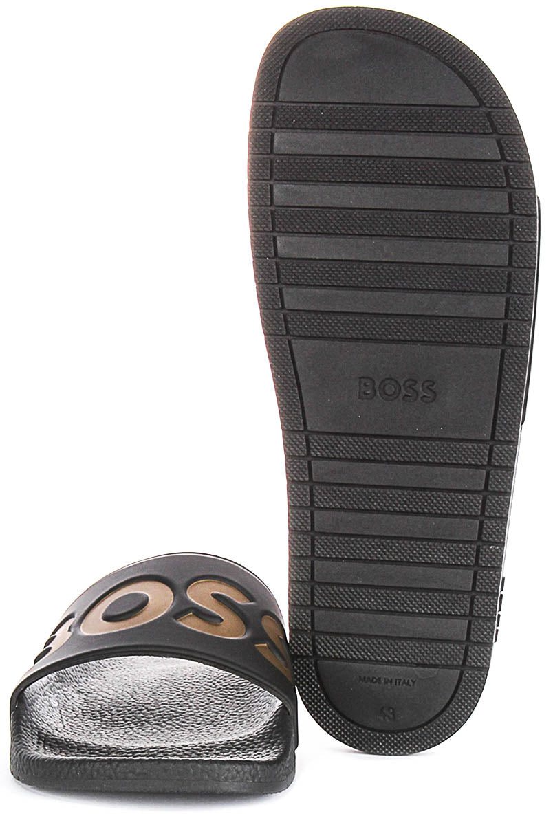 Boss Aryeh Slide In Black Gold