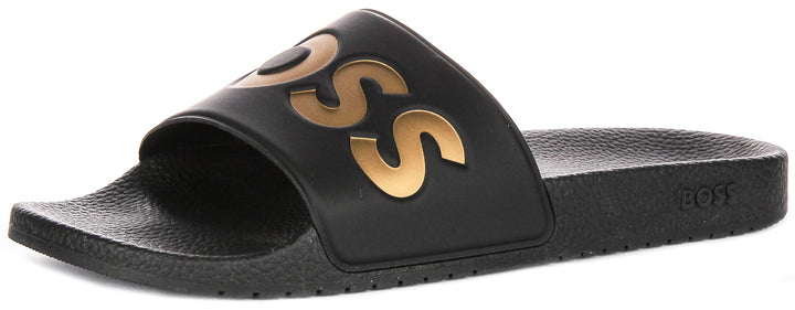 Boss Aryeh Slide In Black Gold