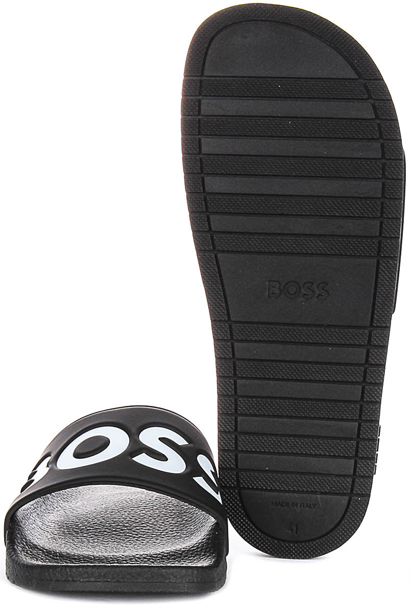BOSS Homme Aryeh_Slid_nmnb - Sandales Glissantes Confortables En PVC Et Polyuréthane
