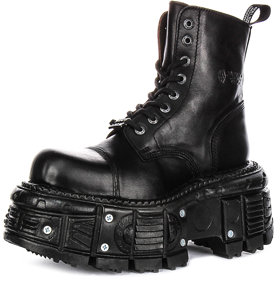 NEW ROCK ブラック 42 Newrock 083 Tank In Black | Lace Up Thick Sole Boots – 4feetshoes