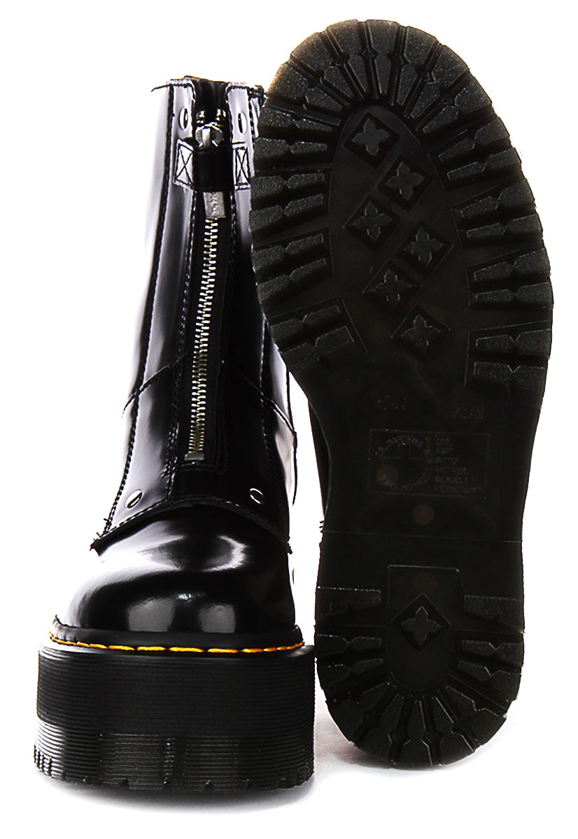 Dr Martens Jetta Hi Max In Black For Women | Platform Zip Boots