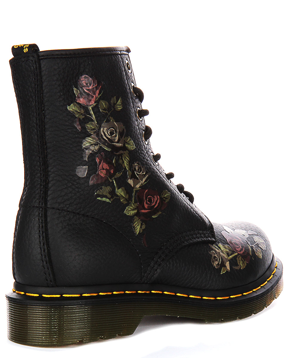Dr Martens 1460 Decayed In Black For Women Rose Leather Lace Up