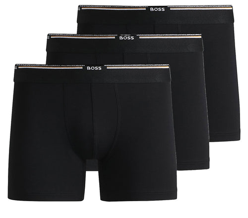 Boss Boxer Brief 3 Pairs Bamboo In Black For Men