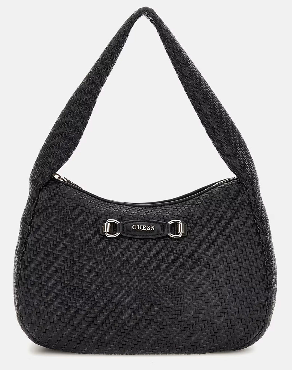 Guess Francy Hobo Woven Bag In Black For Women