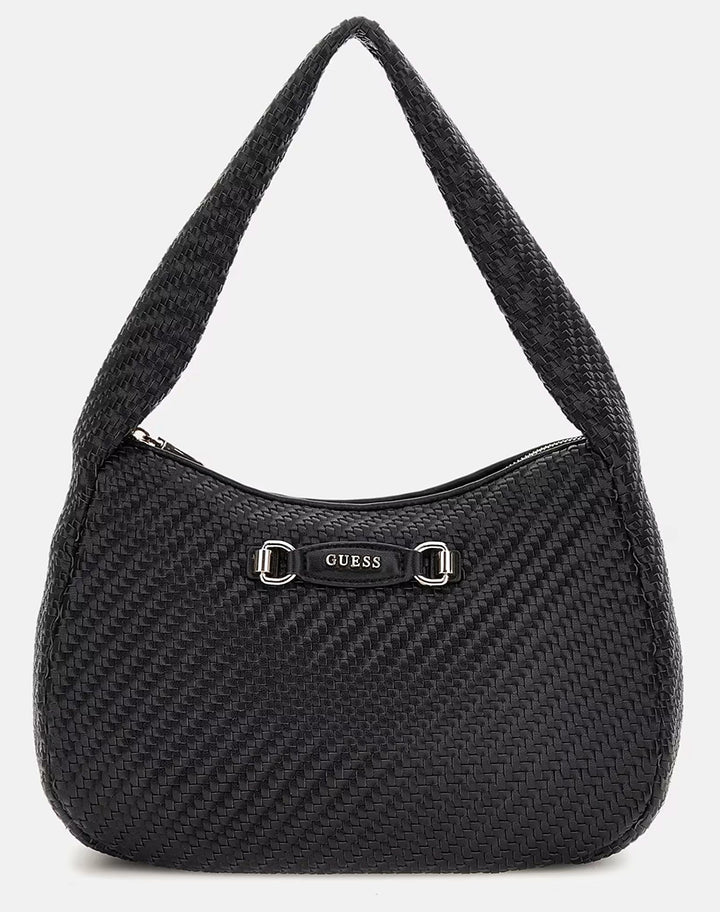 Guess Francy Hobo Woven Bag In Black For Women