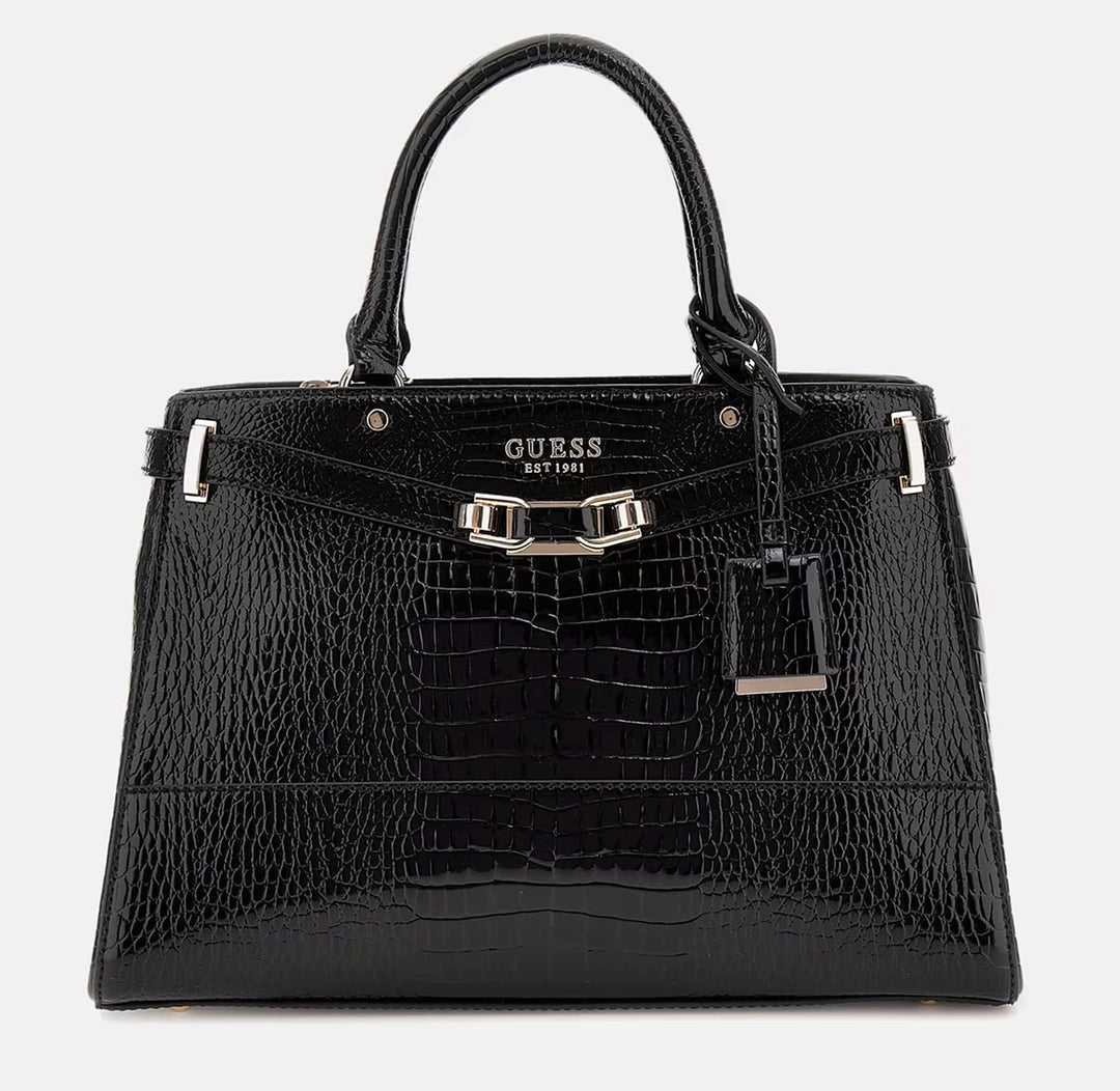Guess Silvye MocCroc Print Handbag In Black for Women