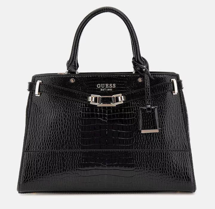 Guess Silvye MocCroc Print Handbag In Black for Women