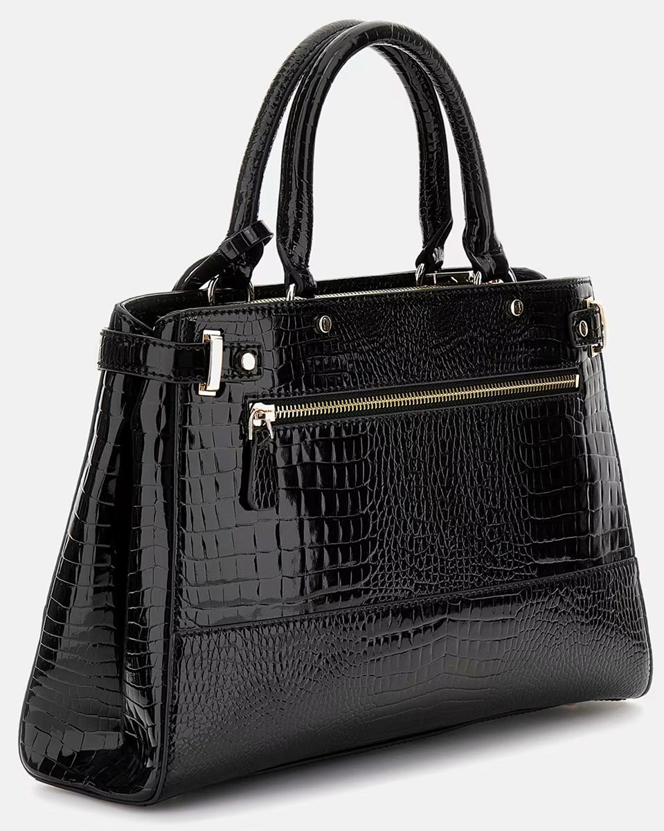 Guess Silvye MocCroc Print Handbag In Black for Women