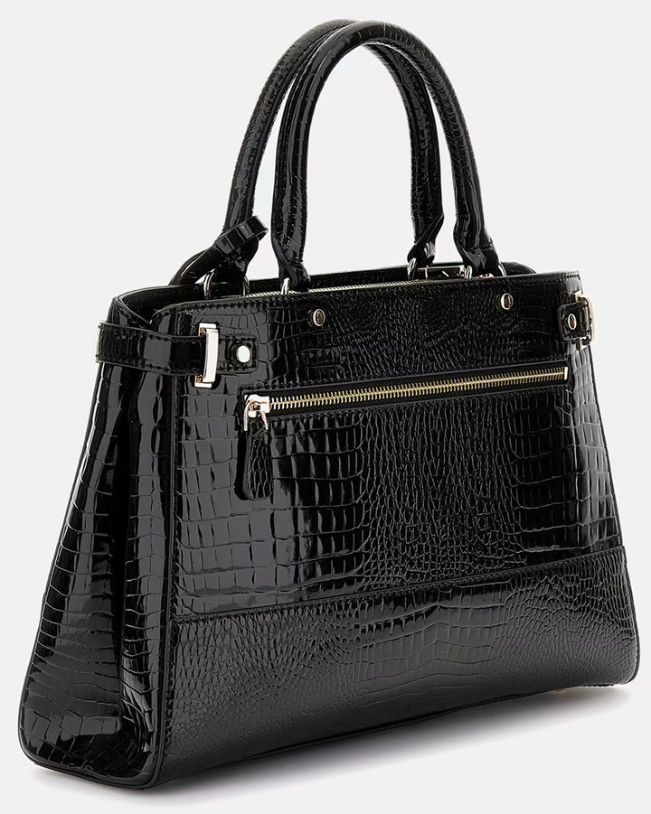 Guess Silvye MocCroc Print Handbag In Black for Women