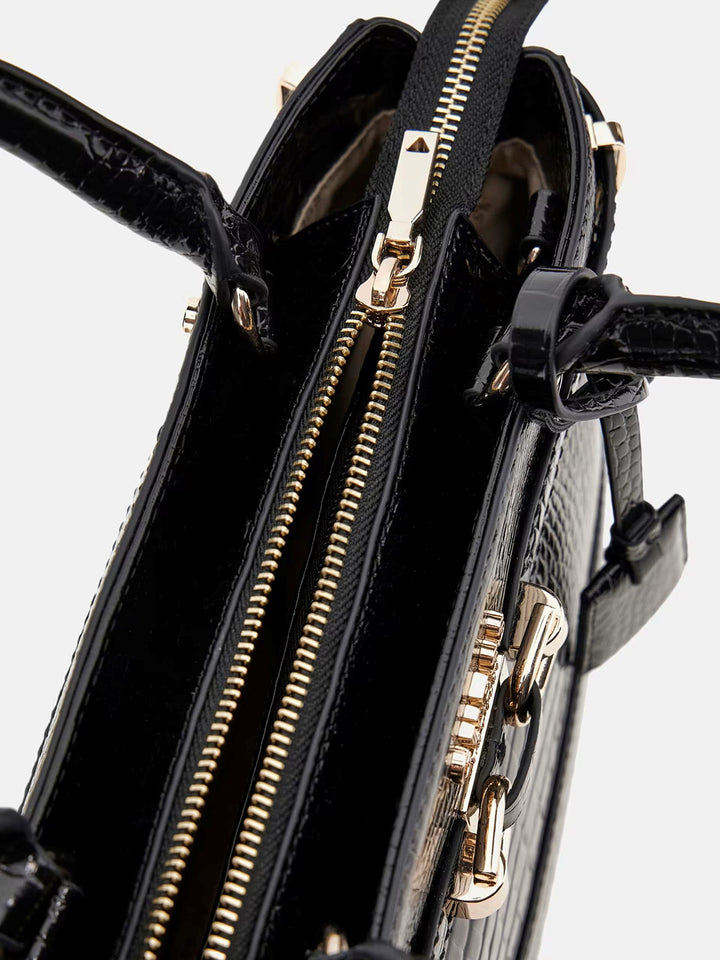 Guess Silvye MocCroc Print Handbag In Black for Women