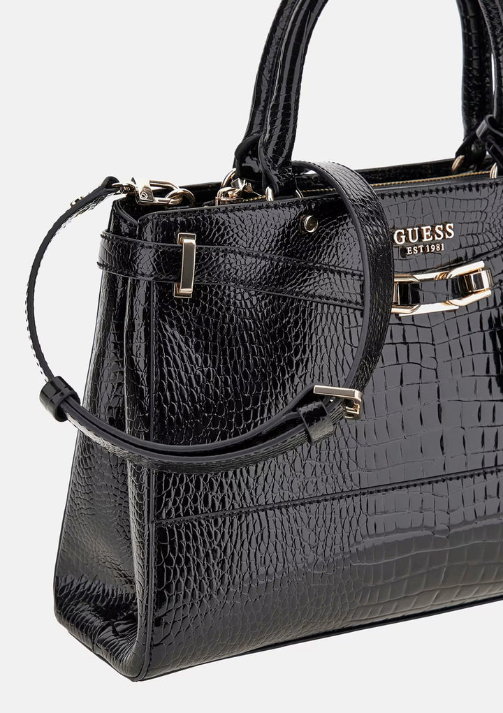 Guess Silvye MocCroc Print Handbag In Black for Women