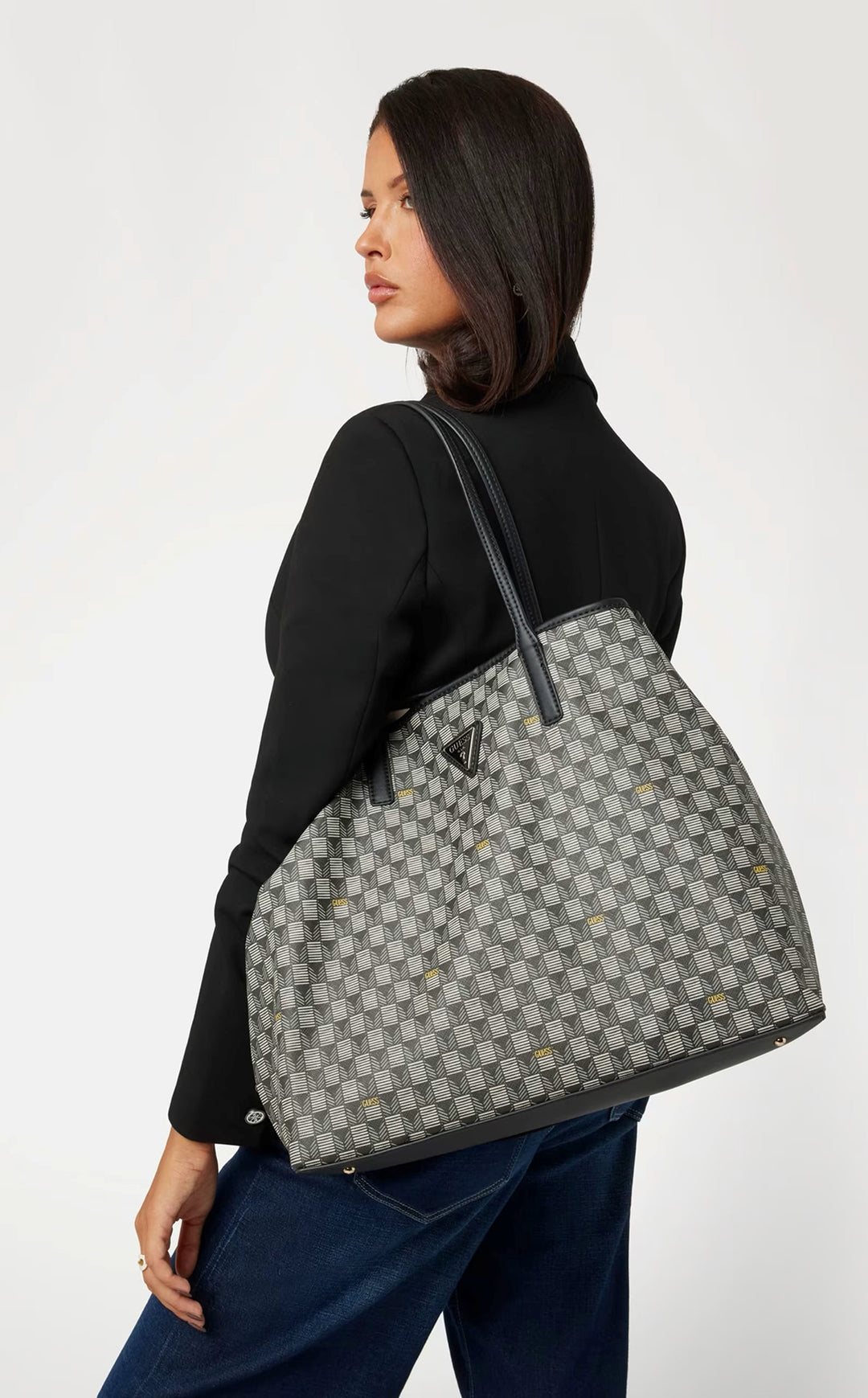 Guess G Wave Geometric Shopper Bag In Black for Women