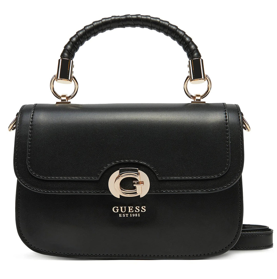 Guess Orlina Top Handle Flap Bag In Black For Women