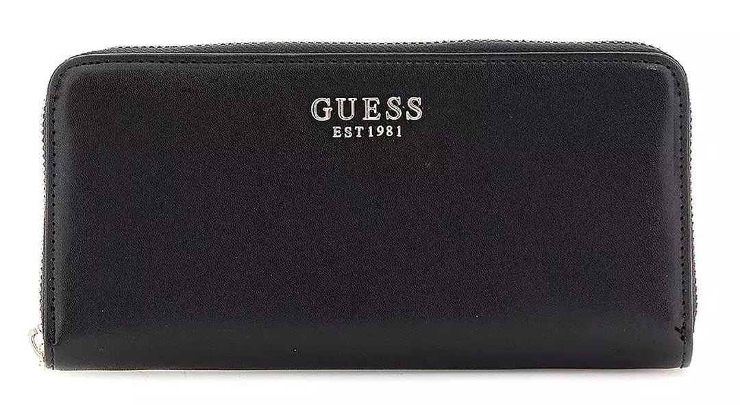Guess Laurel Large Zip Around Wallet In Black For Women