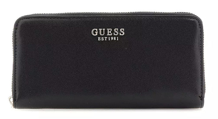 Guess Laurel Large Zip Around Wallet In Black For Women