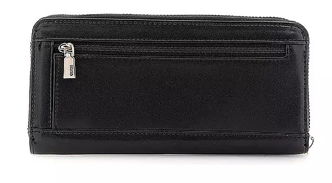 Guess Laurel Large Zip Around Wallet In Black For Women