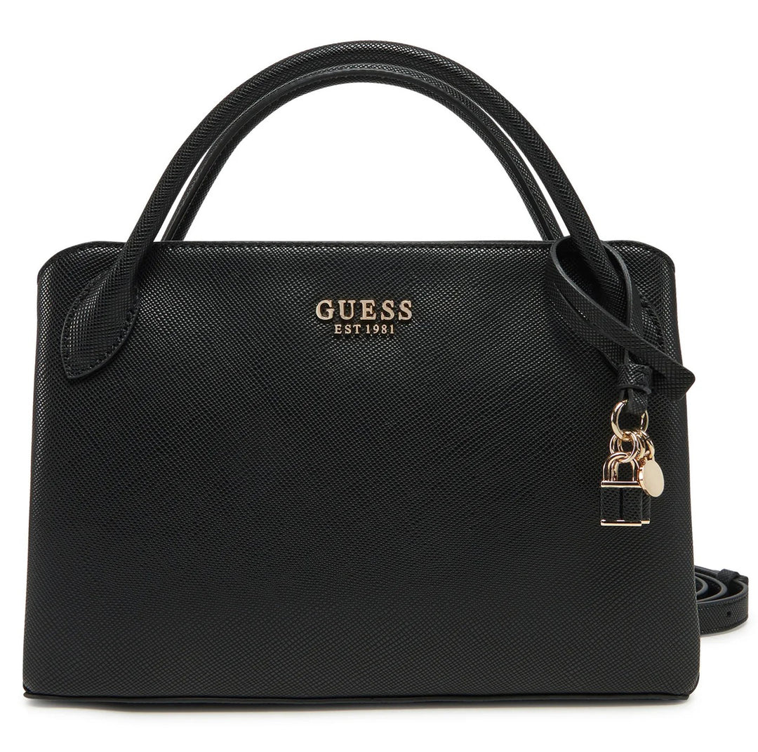 Guess Fedana Elite Satchel Black Handbag In Black For Women