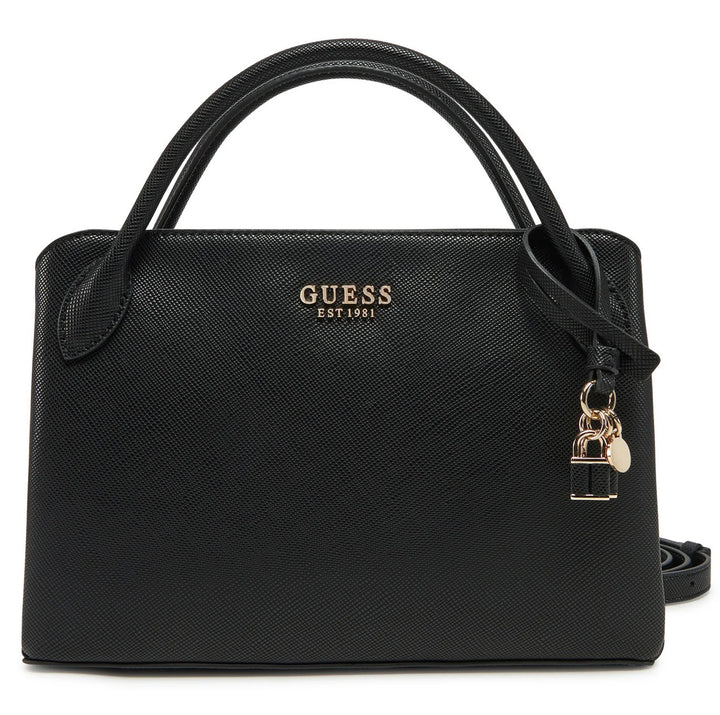 Guess Fedana Elite Satchel Black Handbag In Black For Women
