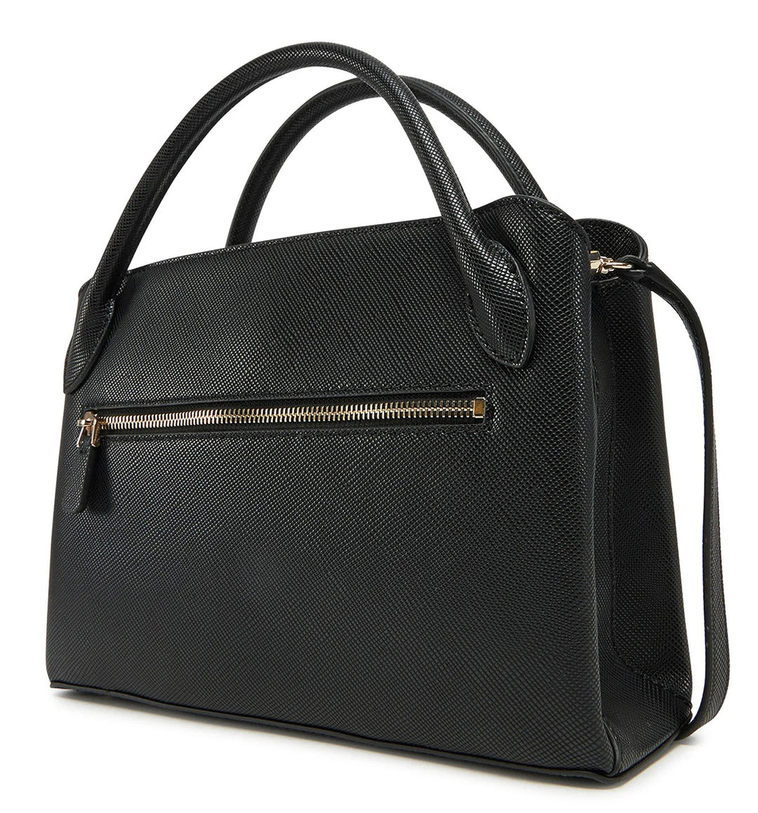 Guess Fedana Elite Satchel Black Handbag In Black For Women