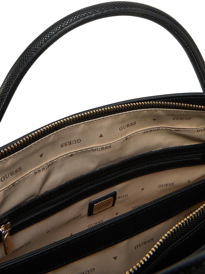 Guess Fedana Elite Satchel Black Handbag In Black For Women