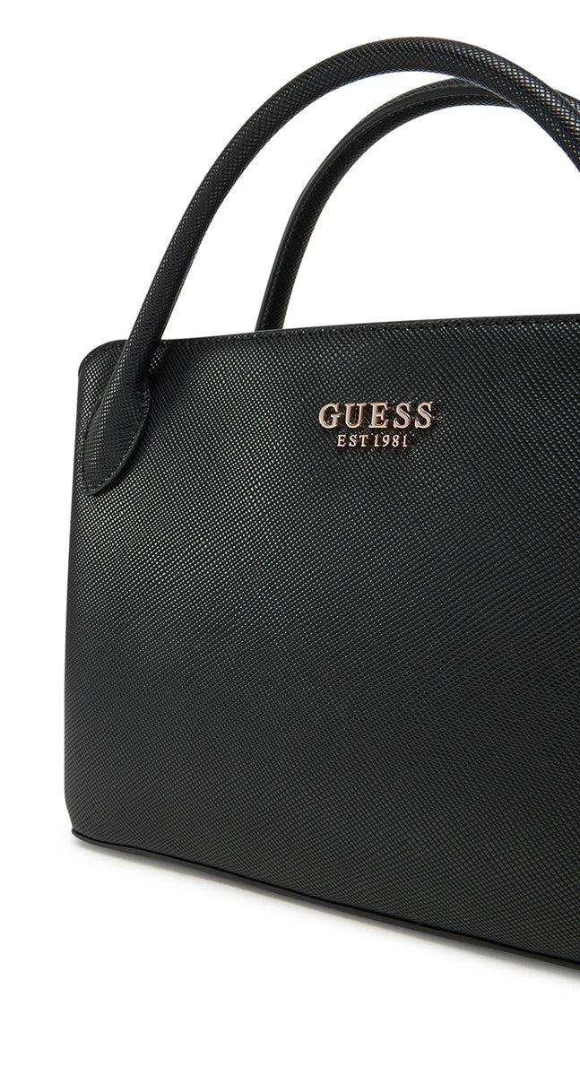Guess Fedana Elite Satchel Black Handbag In Black For Women