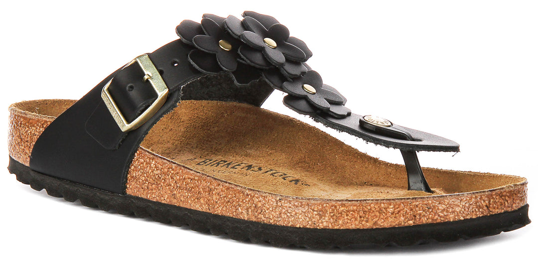 Birkenstock Gizeh Flower Em In Black | Regular Fit