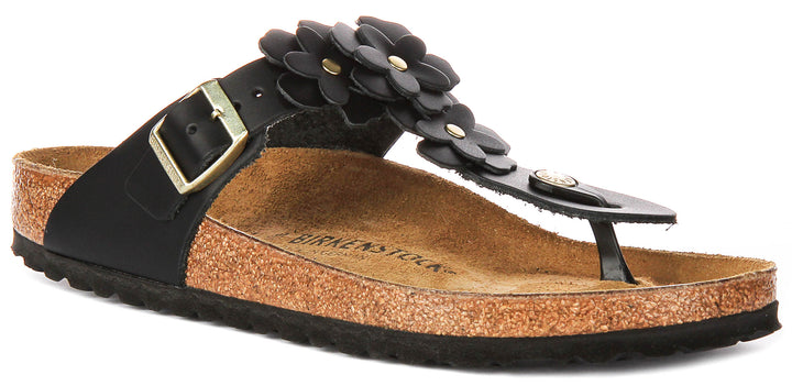 Birkenstock Gizeh Flower Em In Black | Regular Fit