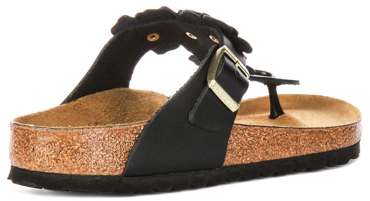 Birkenstock Gizeh Flower Em In Black | Regular Fit