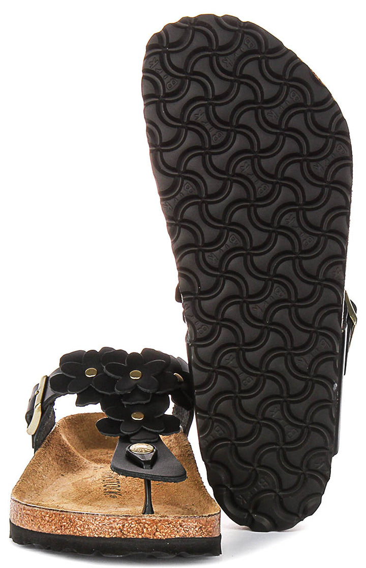 Birkenstock Gizeh Flower Em In Black | Regular Fit