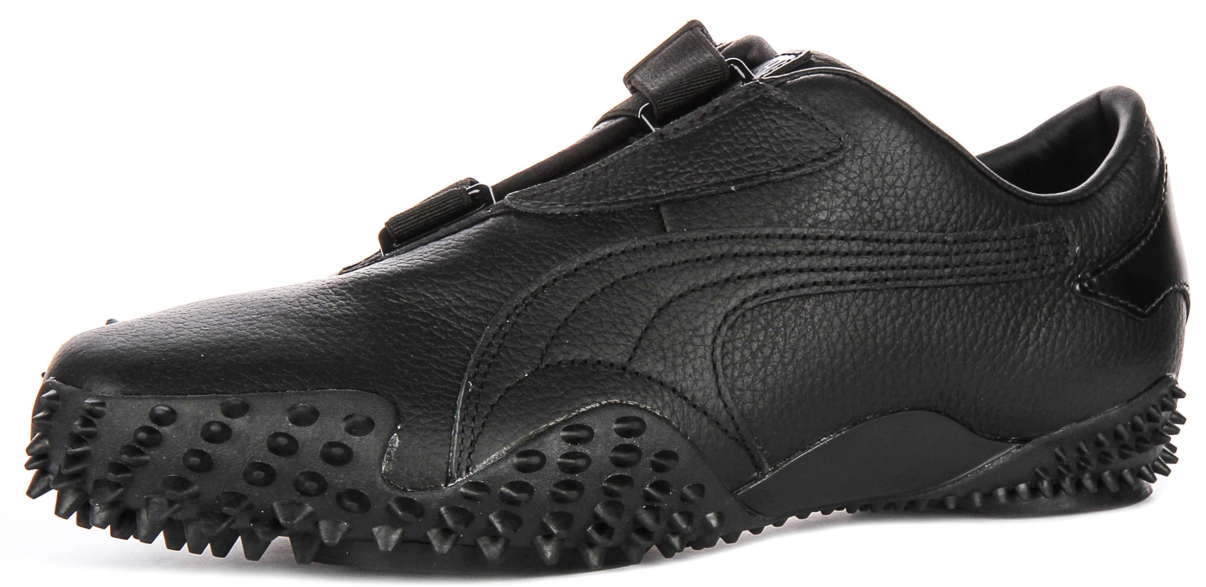 Puma Mostro Leather In All Black | Strap Over Spike Trainers