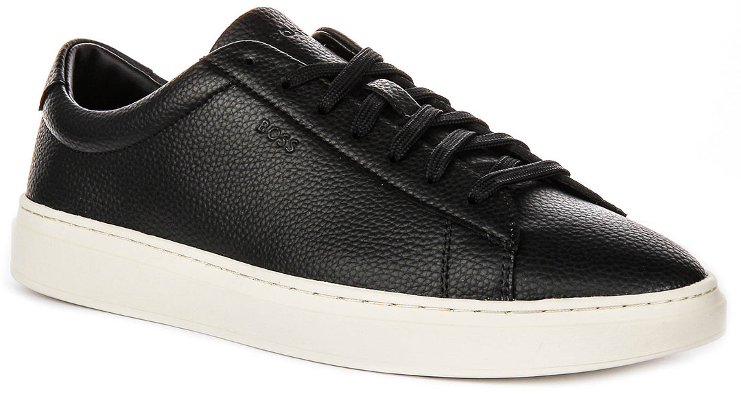 Boss Kieran Tennis Grained Leather In Black For Men