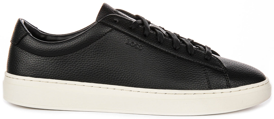 Boss Kieran Tennis Grained Leather In Black For Men