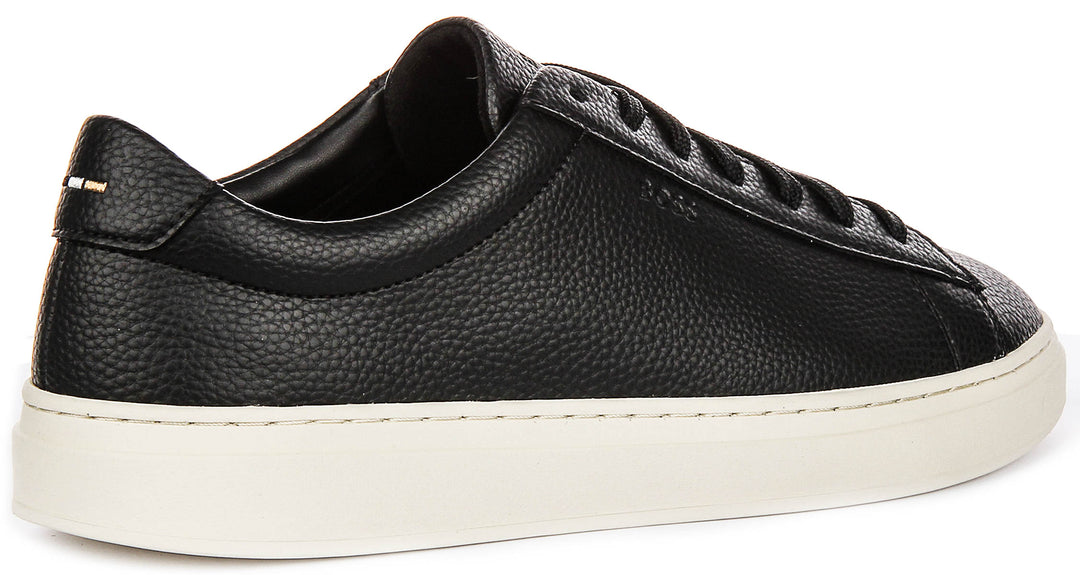 Boss Kieran Tennis Grained Leather In Black For Men