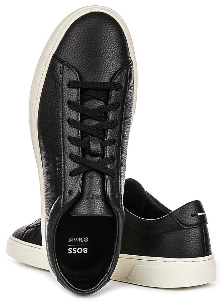 Boss Kieran Tennis Grained Leather In Black For Men
