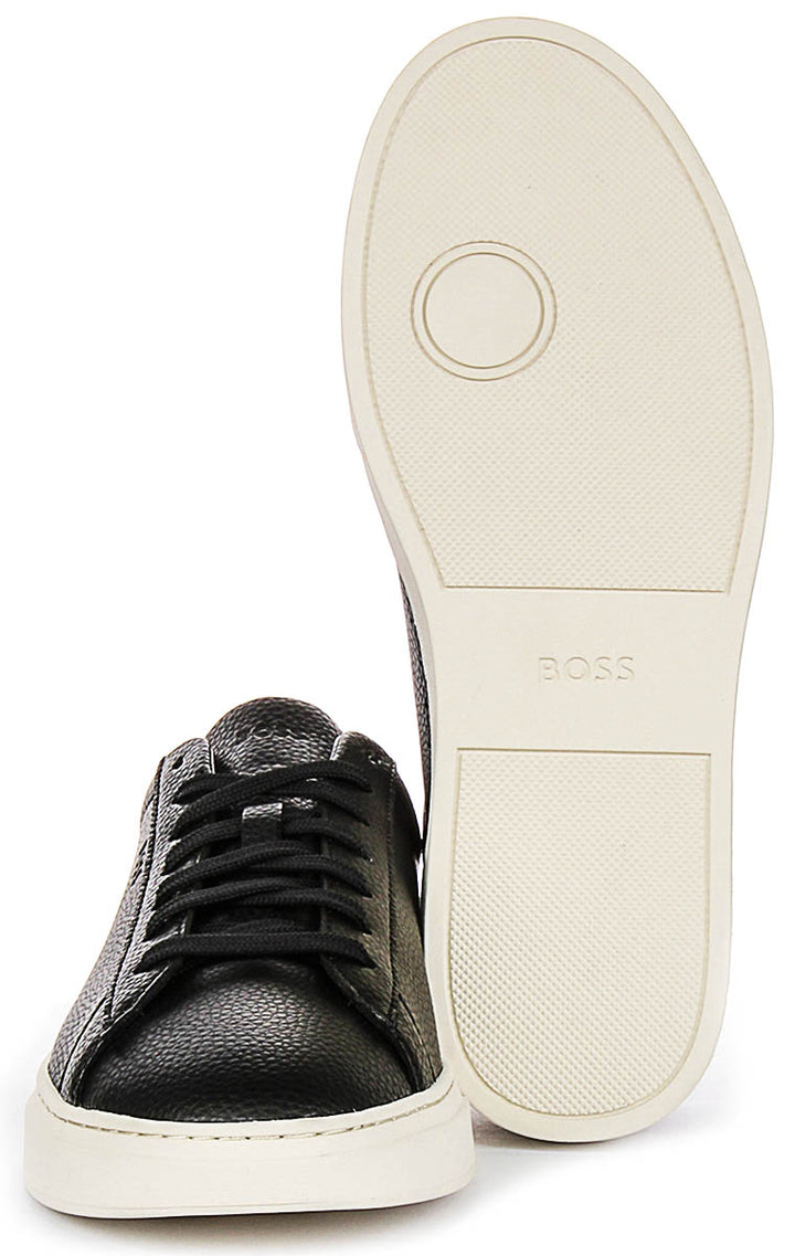 Boss Kieran Tennis Grained Leather In Black For Men
