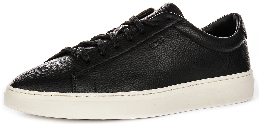 Boss Kieran Tennis Grained Leather In Black For Men