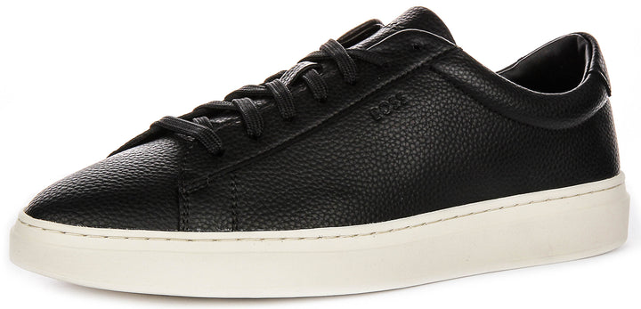 Boss Kieran Tennis Grained Leather In Black For Men