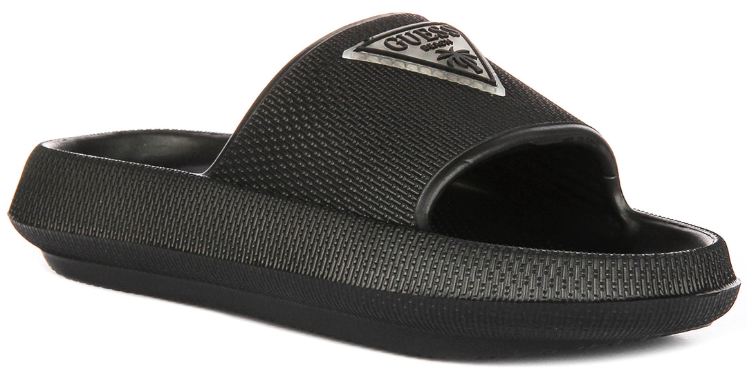 Guess 4G Beach Milk Sliders In Black For Women