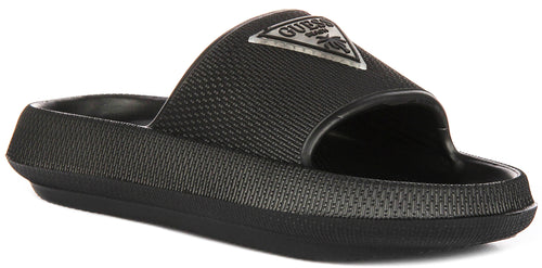 Guess 4G Beach Milk Sliders In Black For Women