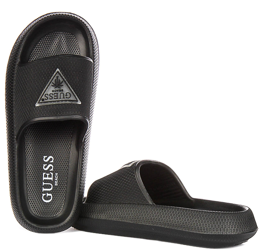 Guess 4G Beach Milk Sliders In Black For Women