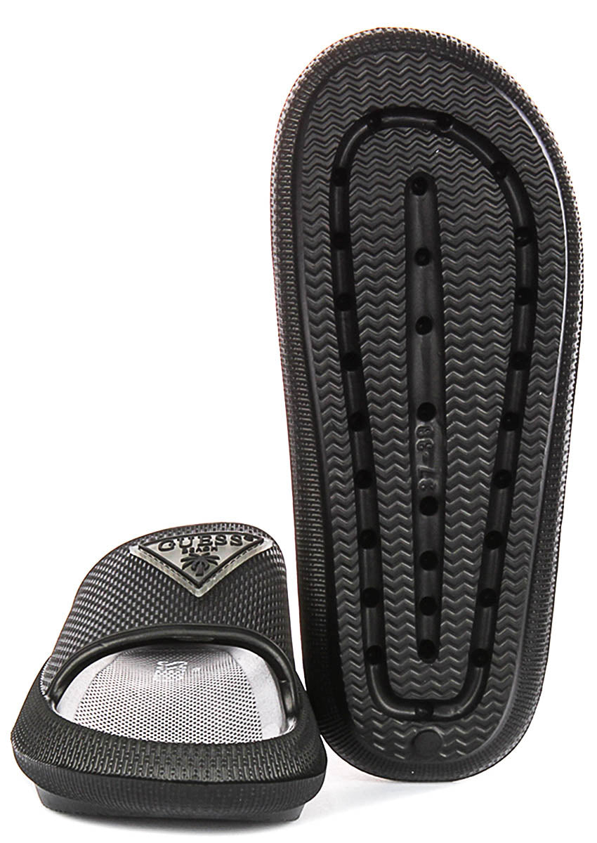 Guess 4G Beach Milk Sliders In Black For Women