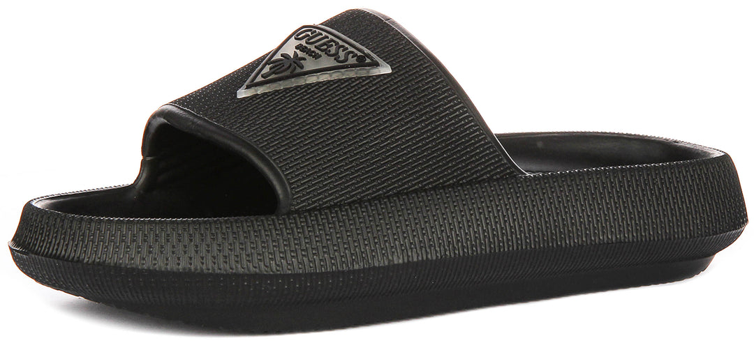 Guess 4G Beach Milk Sliders In Black For Women