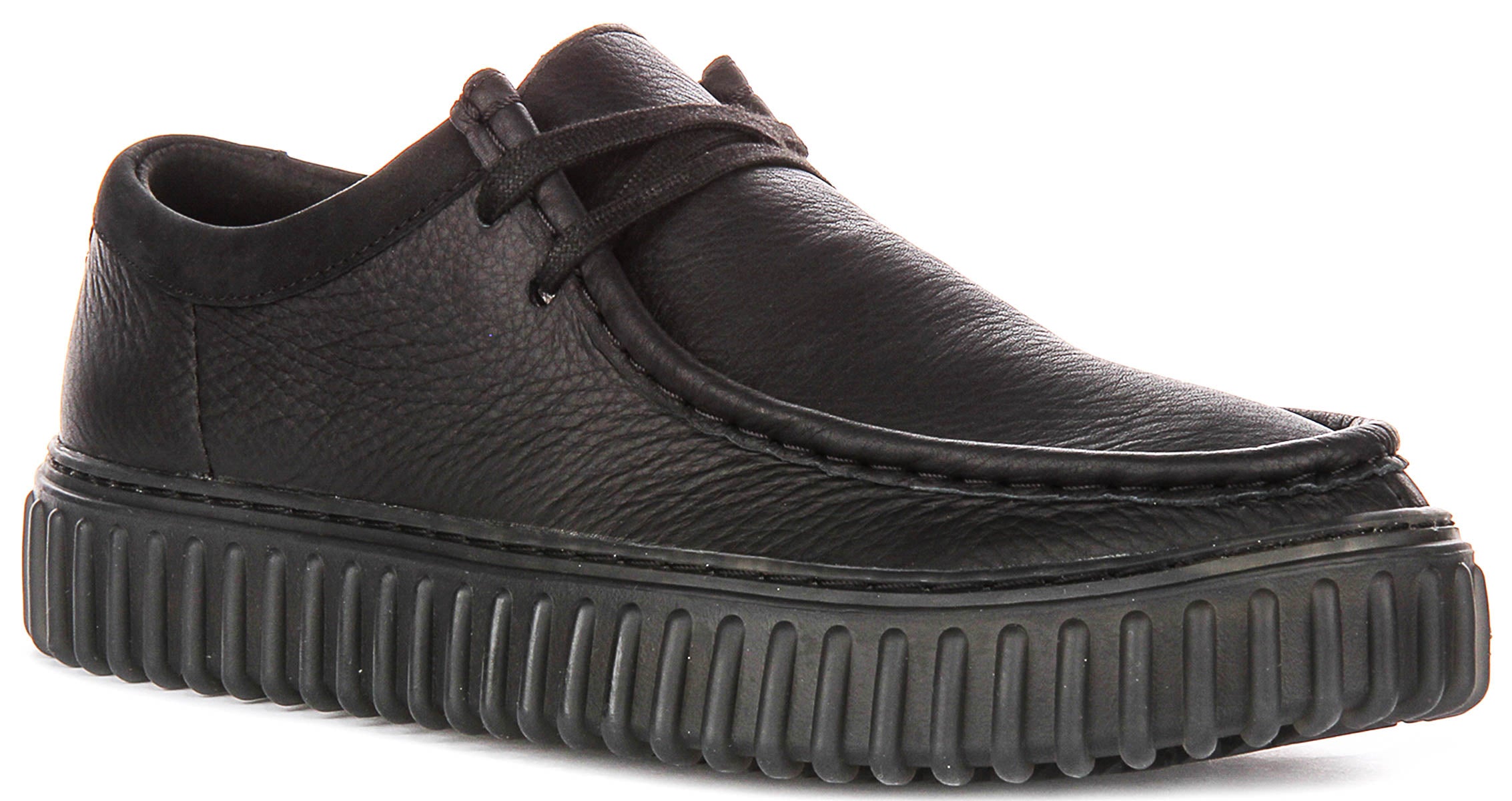 Clarks Torhill Lo In Black For Mens | Leather Moc Toe Lace Up